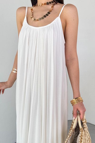 Cappmoda ELB-3173 Φόρεμα μίντι με λευκή κορδέλα