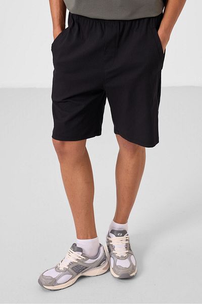 TOMMY LIFE Μαύρο ανδρικό σορτς Chino με υφαντό ελαφρύ, ελαστικό - 81292