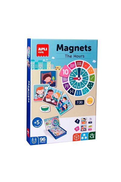 Apli Kids Joc educativ magnetic, Invata ceasul si timpul, Apli, 96 piese, +5 ani