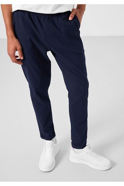 TOMMY LIFE Ανδρικό παντελόνι Chino με υφαντό ελαφρύ ελαστικό μπλε Navy Standard Fit - 82178