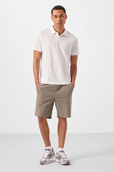 TOMMY LIFE Ανδρικό σορτς Camel Standard Fit υφαντό ελαφρύ εύκαμπτο Chino - 81292