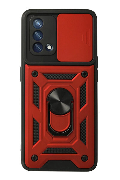 NewFace حافظة A74 4G من السيليكون مع حلقة عدسة Pars - أحمر ALMLA