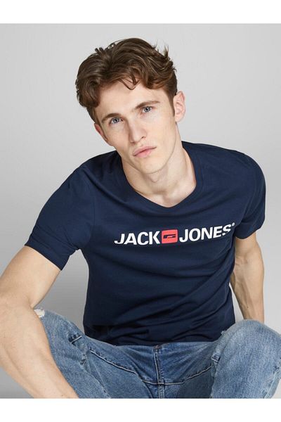 Jack & Jones Мъжка тениска JJECORP LOGO TEE SS CREW Navy Blue 101069453