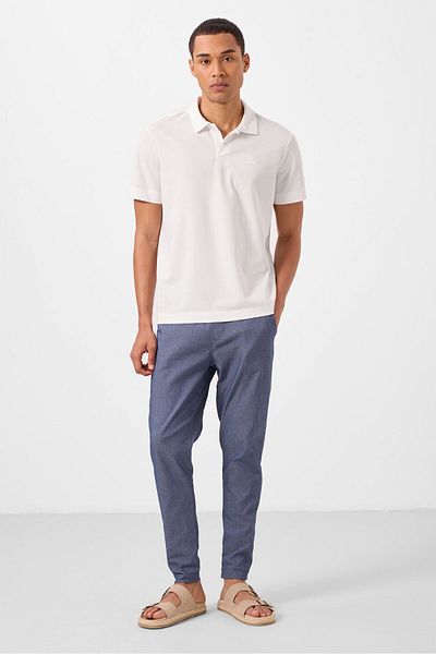 TOMMY LIFE Ανδρικό παντελόνι Chino με υφαντό ελαφρύ ελαστικό τζιν Navy Blue Standard Fit - 82180