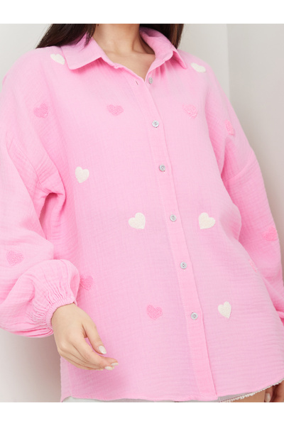 ABOUT US YAZLIK RELAX KALIP KALP NAKIŞLI GÖMLEK #2036