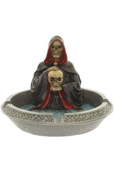 MIJOMA ashtray, resin, gray/black/red, 10 x 9 x 9 cm