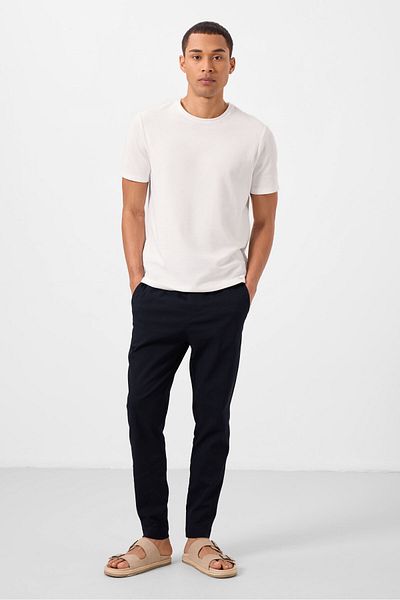 TOMMY LIFE Ανδρικό παντελόνι Chino με υφαντό ελαφρύ ελαστικό μπλε Navy Standard Fit - 82180