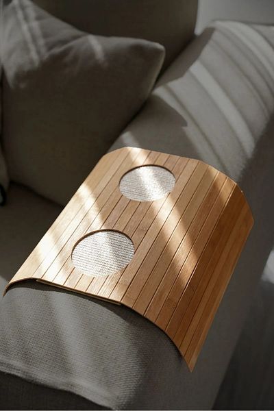 ELZEY HOME Bamboo Rectangular Sofa Corner Tray 30X40 cm