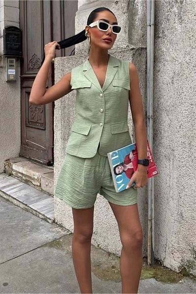Butik Vest Shorts Viscon Suit 10156-17