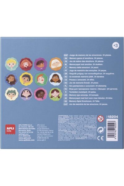 Apli Kids Joc educativ Memo, Jocul emotiilor, Apli, 24 piese, 12 perechi, +3 ani