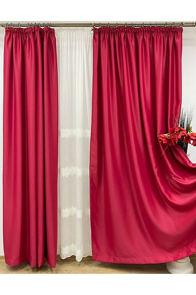 Liz Line Set doua draperii blackout, amaranth, "Monocrom Signature" by Liz Line, cu rejansa 2x400x245 DR114