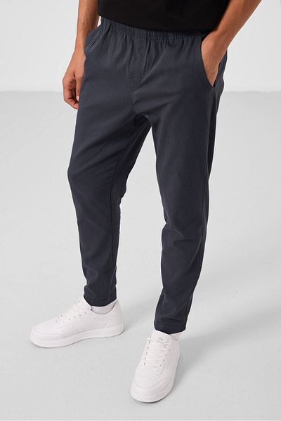 TOMMY LIFE Γκρι Standard Fit υφαντό ελαφρύ εύκαμπτο ανδρικό παντελόνι Chino - 82180