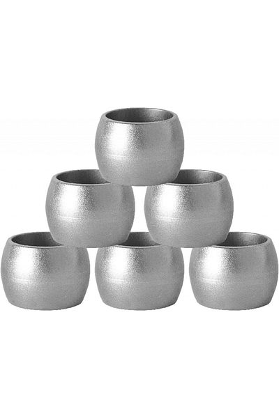 Argon Set of 6 Argon napkin rings, melamine, silver, 4.5 x 3 cm
