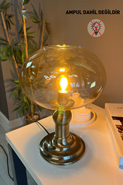 Bamyum Solvia Cam Bal Rengi Masa Lambası Dekoratif Masaüstü Aydınlatma Hol Ab...