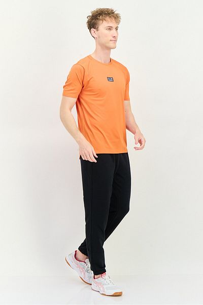 New Balance تي شيرت رجالي رياضي بأكمام قصيرة للجري، برتقالي
