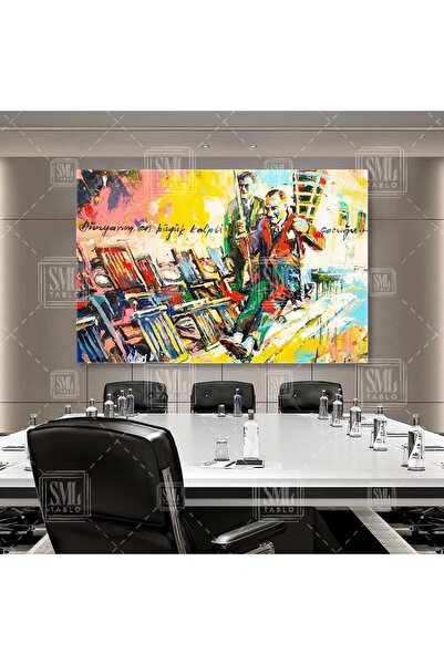 SML TABLO Mustafa Kemal Atatürk Salıncak Yatay Kanvas Tablo