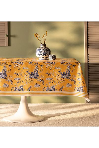 Madame Coco M.C Nora Pvc Table Cloth - Yellow/Blue - 140X200 cm