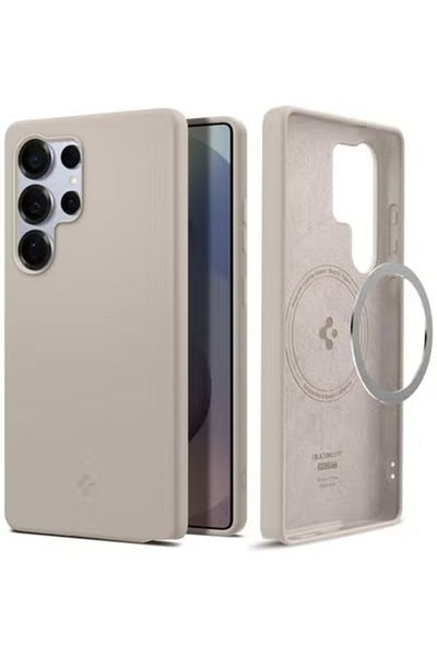 Spigen Spigen Silicone Fit MagFit for Samsung Galaxy S25 ULTRA case cover - Natural Titanium