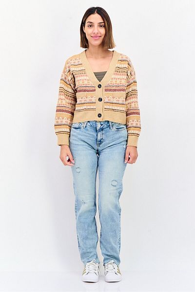 PİNK ROSE Women V-neck Crochet Patten Cardigans, Multicolor