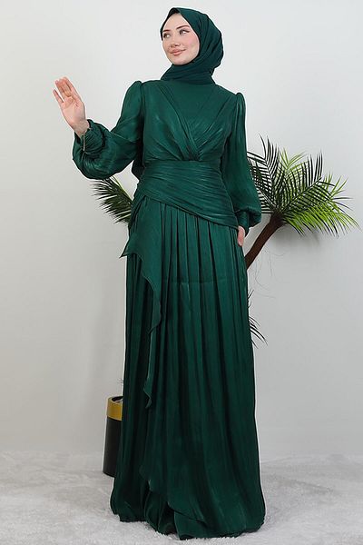 GİYZAMİLA Βραδινό φόρεμα Tulip Hijab Emerald