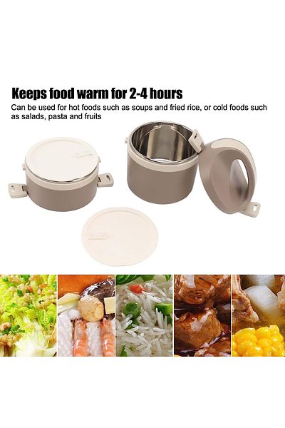 COOYA Insulated Lunch Box,304 Stainless Steel Double Layer,Leak-Proof Durable Thermal,14 x 26cm,Khaki