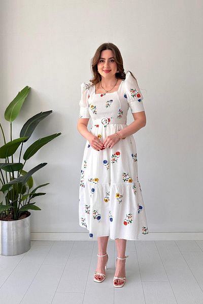 MaziButik Φόρεμα Demet Poplin Λευκό