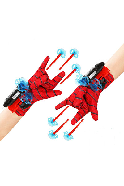 Depox Mănuși Spiderman cu ventuze și lansator, roșii