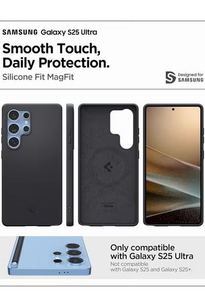 Spigen Spigen Silicone Fit MagFit for Samsung Galaxy S25 ULTRA case cover - Black