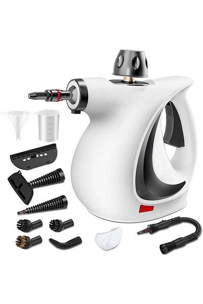 fulina Handheld Steam Cleaner, With 11 Accessories, For Cleaning Floor, Upholstery, Grouting and Car, White