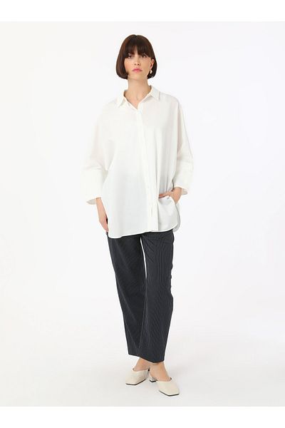 Refka Stripe Patterned Trousers - Navy Blue - Refka