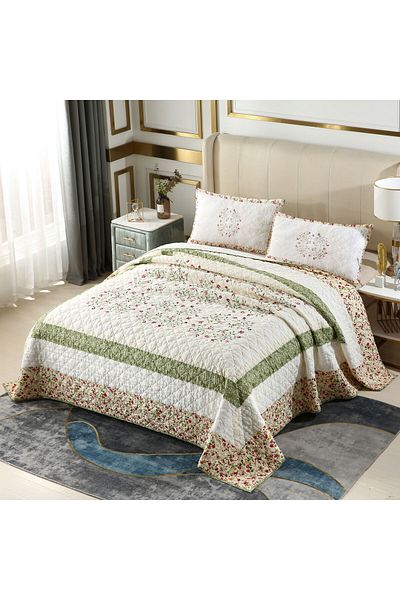 Orange Bed & Bath إميلي | لحاف سرير قطني ١٠٠٪ مزدوج، ٣ قطع