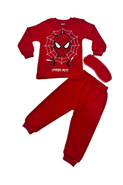 Esterella Boys Printed Pajamas Set/ Red Children Pajamas Set/ Sleeping Headband Is Gift