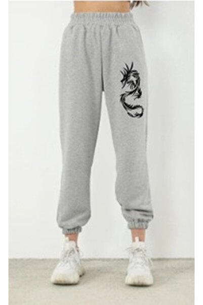 DURANSPORT EJDERHA Kadın Siyah Yüksek Belli Jogger Eşofman Altı