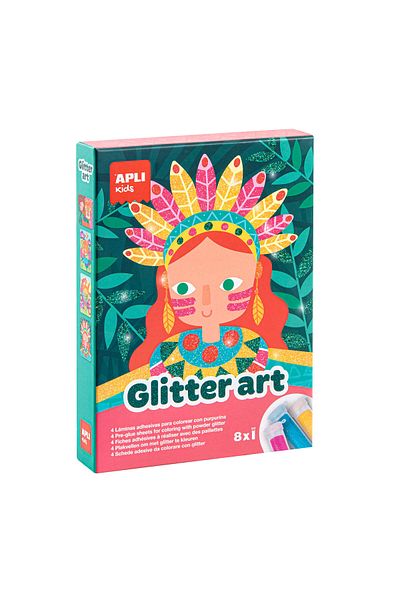 Apli Kids Joc educativ, Tablouri cu nisip special Glitter, 4 tablouri, 8 culori nisip, Apli, +5 ani