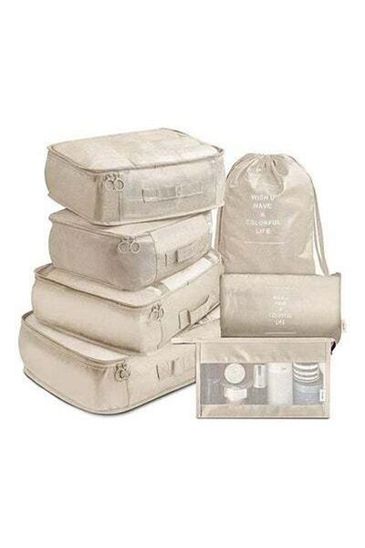 HALAMODO 7-Piece Travel Organizer Luggage Set Beige