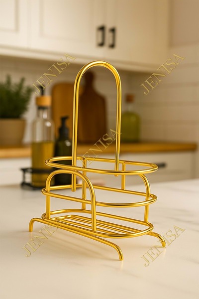 Jenisa Gold Metal Soap Dish Oil Pot Stand - Gold Stand