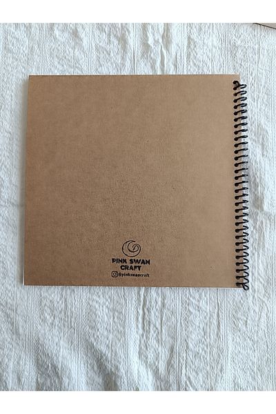 Pink Swan Craft 21 X 21cm Kraft Cover 60 Gr Ivory Inside 50 Sheets 100 Pages Notebook, Scrapbook, Bullet Journal