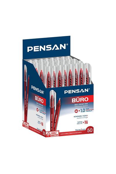 Pensan 2270 Ballpoint Pen 1.0 mm 50 Pieces - Red