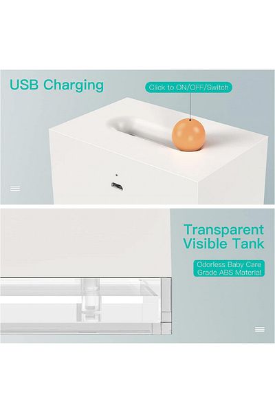 zelaxy Mini umidificator, atomizoare de apă cu lumină de noapte colorată Zelaxy, alb, ABS, 250 ml