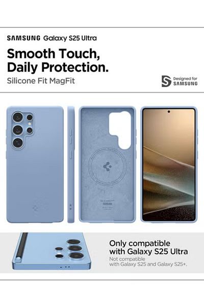 Spigen Spigen Silicone Fit MagFit for Samsung Galaxy S25 ULTRA case cover - Sapphire Blue