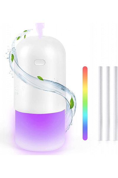RUXAN Umidificator portabil, RGB, plastic, alb, 18 x 8,4 x 8,4 cm, 400 cm