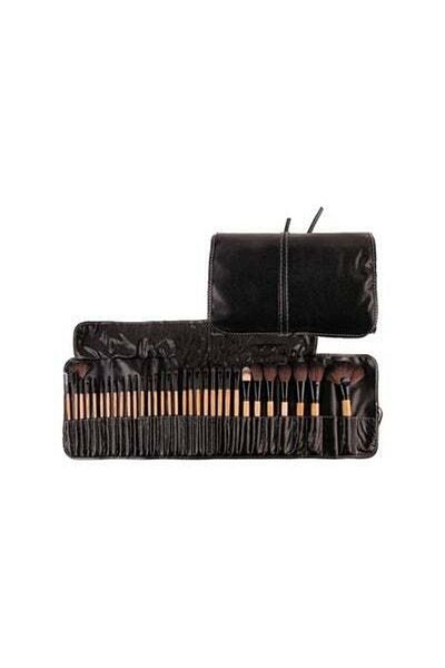 HALAMODO 32-Piece Print Logo Makeup Brushes Black