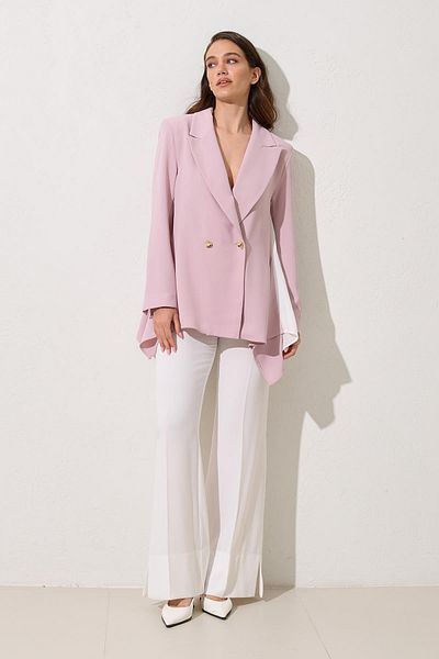 Setre Powder Single Button Detailed Asymmetrical Jacket