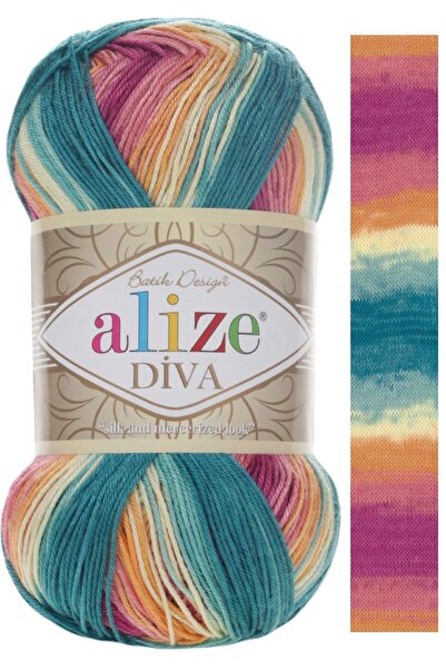 Alize 5 Adet Diva Batik Merserize İp Yazlık Bikini Bustiyer Bluz Örgü İpi 4572