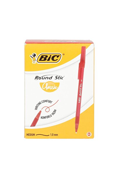 Bic Round Stick Ballpoint Pen 1.0 mm 60 Pieces - Red