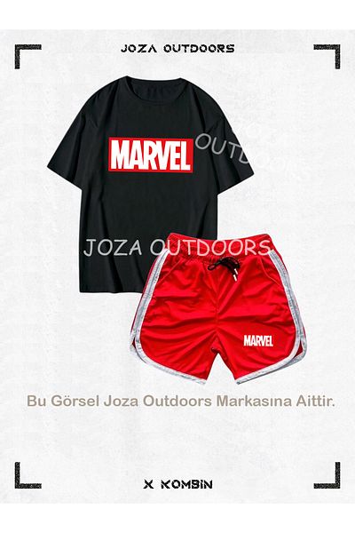 Jobia Outdoors Unisex Men's Marvel Printed Design Summer Shorts Oversize Tshirt Set of 2