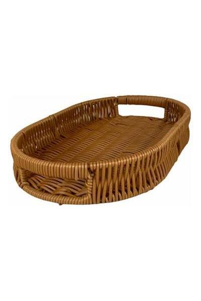 HALAMODO Oval Artificial Bamboo Tray Brown 29x19cm