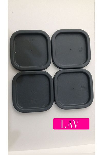LAV 4 Pcs Spare Storage Container Lid Gray - 270 Cc