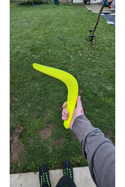 CosmosCraft Sarı Renk .ahşap Desenli Bumerang ,plastik