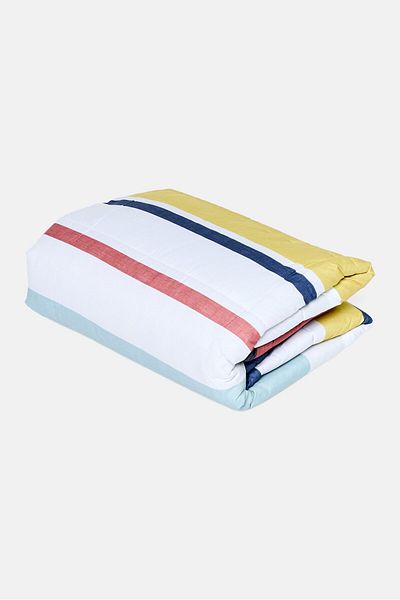 Oeko-Tex Stripe Reversible Comforter Bedsheet 180 X 260 Cm, Yellow Combo